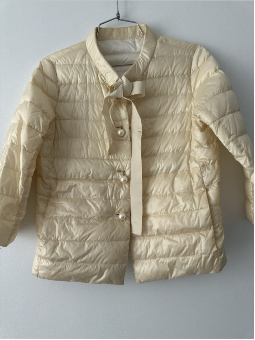TWIN-SET Puffer Women's Reversible Size XS Pearl Buttons 3/4 Sleeves Pockets